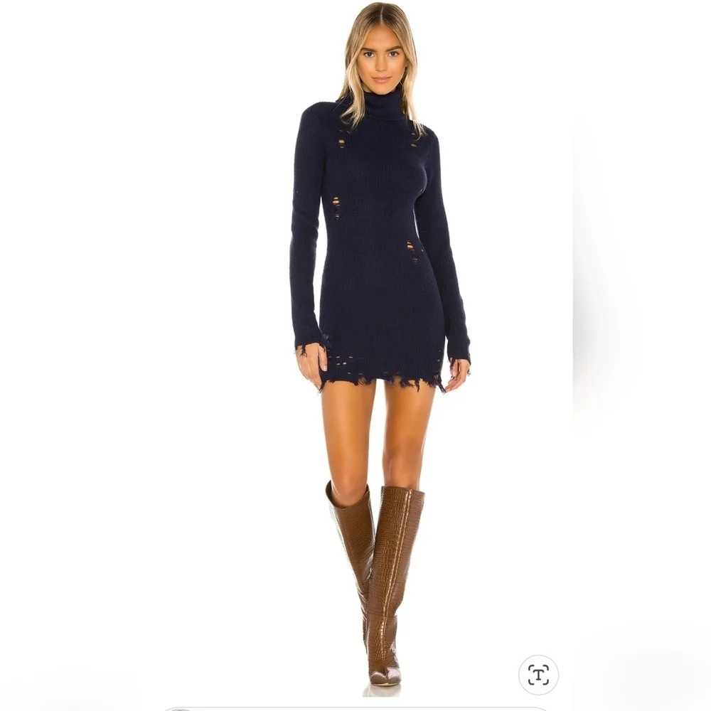 Lovers & Friends Wool Blend Distressed Keeney Sweater Dress Grunge Long Sleeve S - Picture 2 of 8